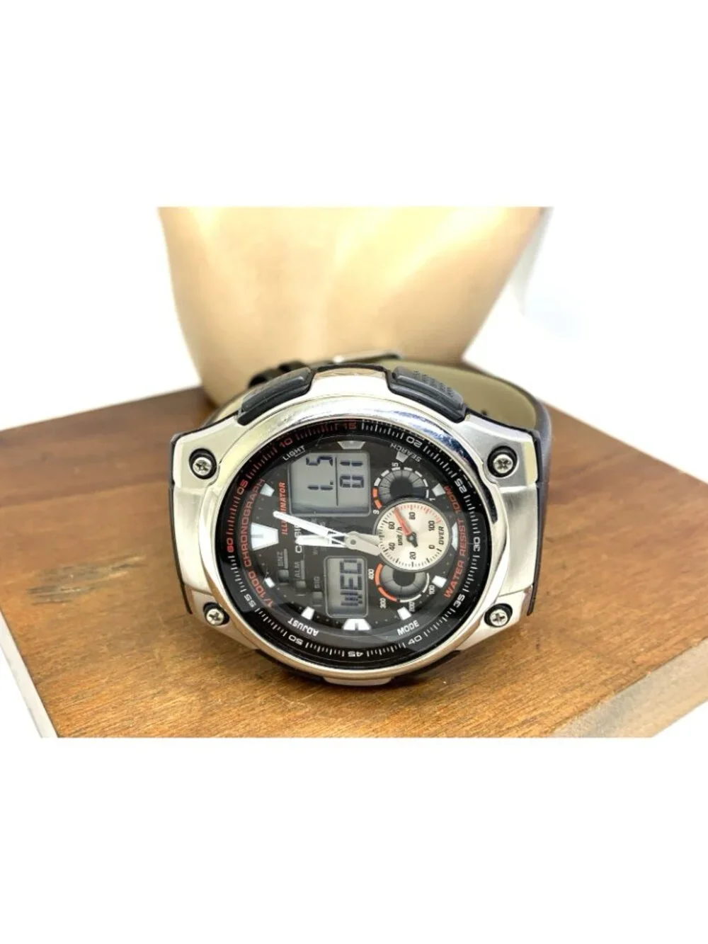 Casio Men's Watch AQ190W Quartz Analog Digital World Time Black Resin 5082